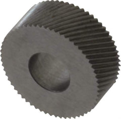 Made in USA - 5/8" Diam, 80° Tooth Angle, Standard (Shape), Form Type Cobalt Right-Hand Diagonal Knurl Wheel - 1/4" Face Width, 1/4" Hole, 96 Diametral Pitch, 30° Helix, Bright Finish, Series GK - Exact Industrial Supply