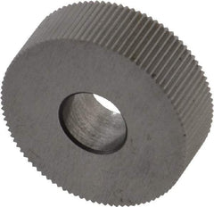 Made in USA - 3/4" Diam, 80° Tooth Angle, Standard (Shape), Form Type Cobalt Straight Knurl Wheel - 1/4" Face Width, 1/4" Hole, 128 Diametral Pitch, Bright Finish, Series KN - Exact Industrial Supply