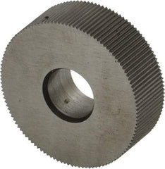 Made in USA - 3/4" Diam, 80° Tooth Angle, Standard (Shape), Form Type Cobalt Straight Knurl Wheel - 1/4" Face Width, 1/4" Hole, 160 Diametral Pitch, Bright Finish, Series KN - Exact Industrial Supply