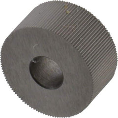 Made in USA - 3/4" Diam, 80° Tooth Angle, Standard (Shape), Form Type Cobalt Straight Knurl Wheel - 3/8" Face Width, 1/4" Hole, 160 Diametral Pitch, Bright Finish, Series KP - Exact Industrial Supply