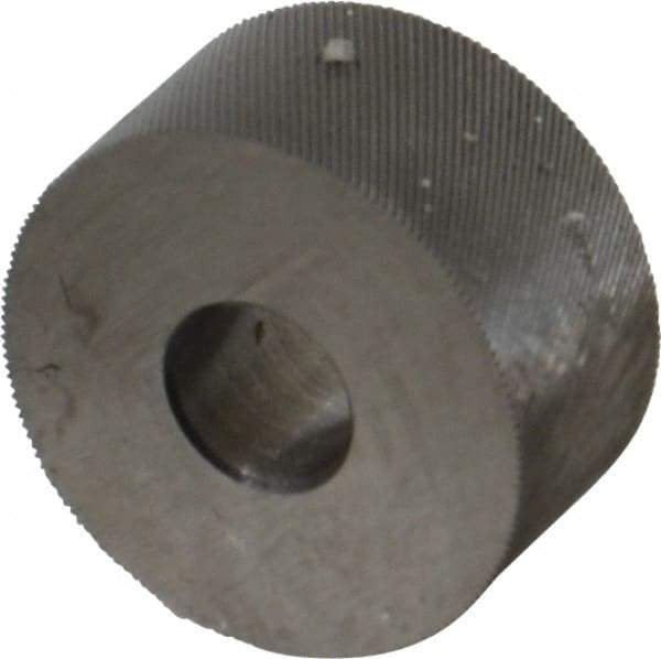 Made in USA - 3/4" Diam, 80° Tooth Angle, Standard (Shape), Form Type Cobalt Left-Hand Diagonal Knurl Wheel - 3/8" Face Width, 1/4" Hole, 96 Diametral Pitch, 30° Helix, Bright Finish, Series KP - Exact Industrial Supply