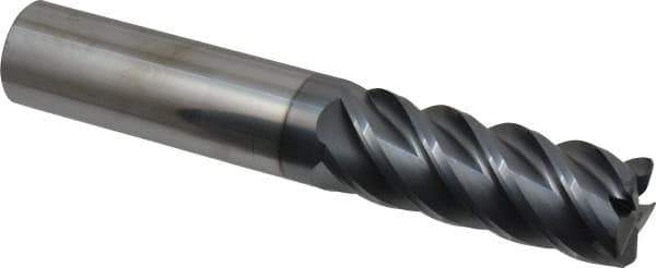 SGS - 1", 5 Flute, Single End, Solid Carbide, 0.06" Corner Radius End Mill - 6" OAL, 45° Helix, Right Hand Flute, 2-5/8" LOC, Right Hand Cut - Exact Industrial Supply