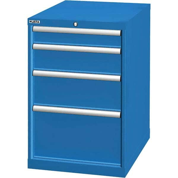 LISTA - 4 Drawer, 21 Compartment Bright Blue Steel Modular Storage Cabinet - Exact Industrial Supply