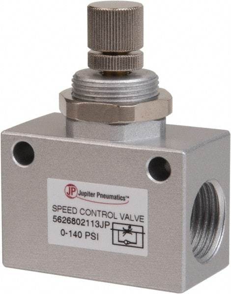 PRO-SOURCE - 1/2" NPT Inline Speed Control Valve - 0 to 140.78 psi & Aluminum Alloy Material - Exact Industrial Supply