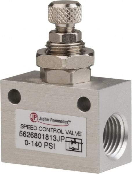 PRO-SOURCE - 1/4" NPT Inline Speed Control Valve - 0 to 140.78 psi & Aluminum Alloy Material - Exact Industrial Supply
