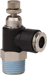 PRO-SOURCE - 3/8" NPT x 5/16" Tube OD Right Angle Flow Control Valve - 0 to 113.76 psi & Techno Polymer, Brass, Steel Material - Exact Industrial Supply