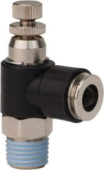 PRO-SOURCE - 1/4" NPT x 5/16" Tube OD Right Angle Flow Control Valve - 0 to 113.76 psi & Techno Polymer, Brass, Steel Material - Exact Industrial Supply