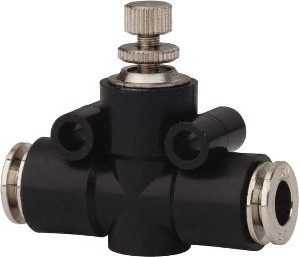 PRO-SOURCE - 1/4" Tube OD Inline Flow Control Valve - 0 to 113.76 psi & Techno Polymer, Brass, Steel Material - Exact Industrial Supply
