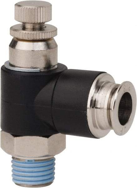 PRO-SOURCE - 1/4" Male NPT x 3/8" Tube OD Compact Banjo Valve - 0 to 113.76 psi & Techno Polymer, Brass, Steel Material - Exact Industrial Supply