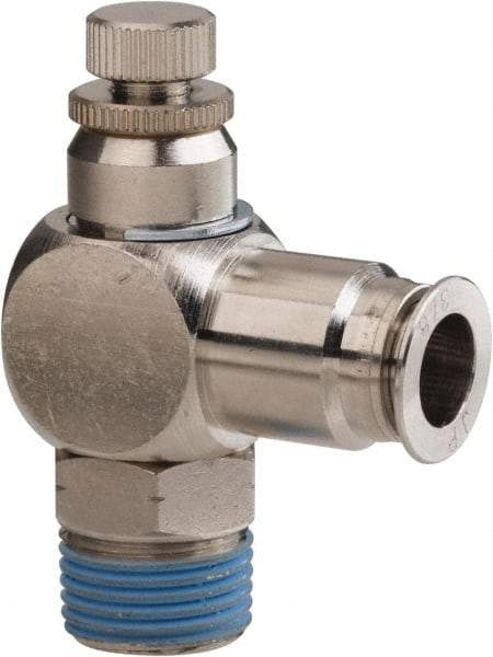 PRO-SOURCE - 3/8" Male NPT x 3/8" Tube OD Tamper Resistant Valve - 0 to 113.76 psi & Nickel Plated Brass Material - Exact Industrial Supply