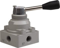 Value Collection - 3/8" NPT Manual Mechanical Valve - 4-Way, 2 Position with L Cock Device, 0.976 CV Rate & 127.98 Max psi - Exact Industrial Supply