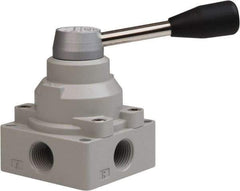 PRO-SOURCE - 1/2" NPT Manual Mechanical Valve - 4-Way, 2 Position, Lever, 0.98 CV Rate & 127.98 Max psi - Exact Industrial Supply