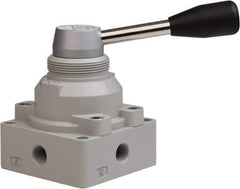 PRO-SOURCE - 1/4" NPT Manual Mechanical Valve - 4-Way, 2 Position, Lever, 0.98 CV Rate & 127.98 Max psi - Exact Industrial Supply