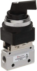 PRO-SOURCE - 1/8" NPT Mechanically Operated Air Valve - 3 Way, 2 Position, Long Selector/Manual, 0.1 CV Rate & 127.98 Max psi - Exact Industrial Supply