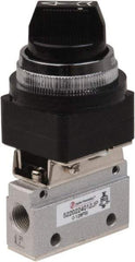 PRO-SOURCE - 1/8" NPT Mechanically Operated Air Valve - 2-Way, 2 Position, Selector/Manual, 0.1 CV Rate & 127.98 Max psi - Exact Industrial Supply