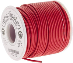 Made in USA - 20 AWG, 10 Strand, 100' OAL, Tinned Copper Hook Up Wire - Red PVC Jacket, 0.07" Diam - Exact Industrial Supply