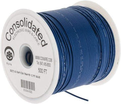 Made in USA - 22 AWG, 7 Strand, 500' OAL, Tinned Copper Hook Up Wire - Blue PVC Jacket, 0.062" Diam - Exact Industrial Supply