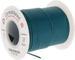 Made in USA - 26 AWG, 7 Strand, 100' OAL, Tinned Copper Hook Up Wire - Green PVC Jacket, 0.051" Diam - Exact Industrial Supply