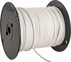Made in USA - 14 AWG, 41 Strand, 500' OAL, Tinned Copper Hook Up Wire - White PVC Jacket, 0.136" Diam - Exact Industrial Supply