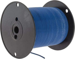 Made in USA - 14 AWG, 41 Strand, 500' OAL, Tinned Copper Hook Up Wire - Blue PVC Jacket, 0.136" Diam - Exact Industrial Supply