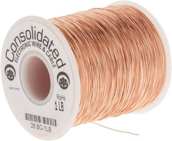 Made in USA - 26 AWG, 0.0159 Inch Diameter, 1279 Ft., Solid, Grounding Wire - Copper, ASTM B3, QQ-W-343 Type S, RoHS Compliant - Exact Industrial Supply