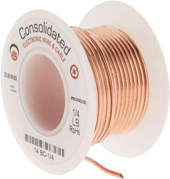 Made in USA - 14 AWG, 0.0641 Inch Diameter, 20 Ft., Solid, Grounding Wire - Copper, ASTM B3, QQ-W-343 Type S, RoHS Compliant - Exact Industrial Supply