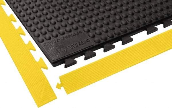 Wearwell - 3' Long x 3' Wide x 5/8" Thick, Anti-Fatigue Modular Matting Tiles - Male & Female, 4 Interlocking Sides, Black, For Dry Areas, Series 503 - Exact Industrial Supply