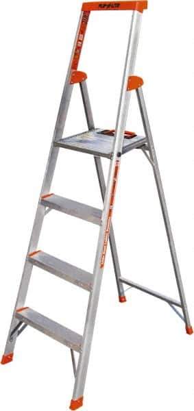 Little Giant Ladder - 4 Steps, 6' High, Type IA Rating, Aluminum Step Ladder - 300 Lb Capacity, 21" Base Width - Exact Industrial Supply