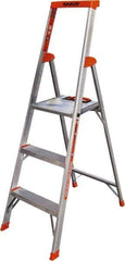 Little Giant Ladder - 3 Steps, 5' High, Type IA Rating, Aluminum Step Ladder - 300 Lb Capacity, 20" Base Width - Exact Industrial Supply