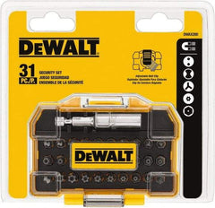 DeWALT - 31 Piece, Screwdriver Tamperproof Bit Set - 3/32, 7/64, 1/8, 9/64, 5/32, 5/16", 2, 2.5, 3, 4mm Hex, T8, T10, T15, T20, T25, T30, T35, T40 Torx, #4, #6, #8, #10 Spanner, #1, #2, #3, #4 Tri-Wing & #6 Clutch Type G - Exact Industrial Supply
