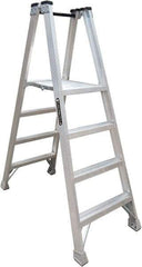 Louisville - 3 Steps, 4' High, Type IA Rating, Aluminum Platform Ladder - 300 Lb Capacity, 25-3/8" Base Width - Exact Industrial Supply