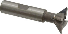 Made in USA - 1" Diam x 5/16" Width of Cut, 45° Included Angle, Carbide-Tipped Dovetail Cutter - 1/2" Shank Diam, 2-1/2" Overall Length, 0.02" Corner Radius, Weldon Flat, Uncoated - Exact Industrial Supply