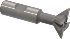 Made in USA - 1-1/2" Diam x 1/2" Width of Cut, 45° Included Angle, Carbide-Tipped Dovetail Cutter - 3/4" Shank Diam, 3-1/4" Overall Length, 0.02" Corner Radius, Weldon Flat, Uncoated - Exact Industrial Supply