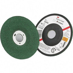 3M - 46 Grit, 4-1/2" Wheel Diam, 1/8" Wheel Thickness, 7/8" Arbor Hole, Type 27 Depressed Center Wheel - Ceramic - Exact Industrial Supply