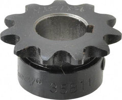 Browning - 11 Teeth, 3/8" Chain Pitch, Chain Size 35, Finished Bore Sprocket - 5/8" Bore Diam, 1.331" Pitch Diam, 1-1/2" Outside Diam - Exact Industrial Supply