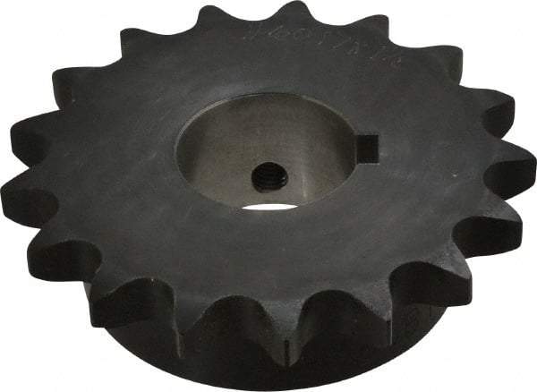 Browning - 17 Teeth, 3/4" Chain Pitch, Chain Size 60, Finished Bore Sprocket - 1-1/2" Bore Diam, 4.082" Pitch Diam, 4.46" Outside Diam - Exact Industrial Supply