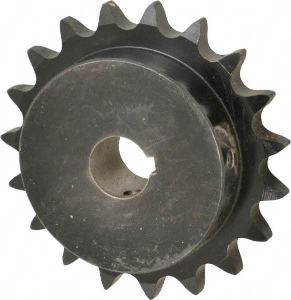 Browning - 19 Teeth, 3/4" Chain Pitch, Chain Size 60, Finished Bore Sprocket - 1" Bore Diam, 4.557" Pitch Diam, 4.95" Outside Diam - Exact Industrial Supply
