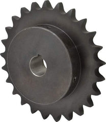Browning - 25 Teeth, 3/4" Chain Pitch, Chain Size 60, Finished Bore Sprocket - 1" Bore Diam, 5.984" Pitch Diam, 6.39" Outside Diam - Exact Industrial Supply