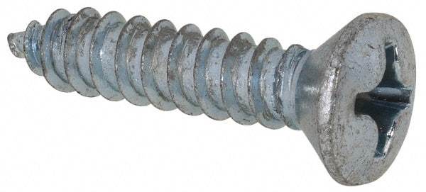 Value Collection - #12 Oval Head Phillips Sheet Metal Screw - Steel, 1" OAL, AISI 1016, ANSI/ASME B18.6.4, ASME B18.6.3 & SAE J933, Grade 1016-1024 - Exact Industrial Supply