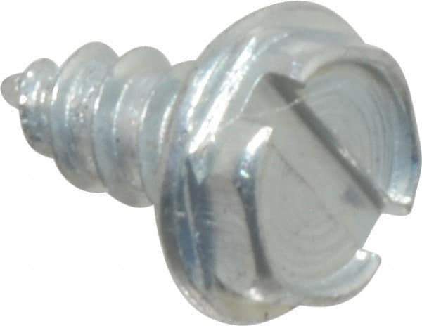 Value Collection - #4 Hex Washer Head Slotted Sheet Metal Screw - Steel, 1/4" Length Under Head, AISI 1016, ASME B18.6.3, ASME B18.6.4 & SAE J933, Grade 1016-1024 - Exact Industrial Supply
