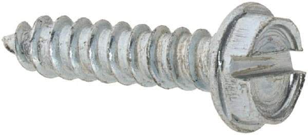 Value Collection - #4 Hex Washer Head Slotted Sheet Metal Screw - Steel, 1/2" Length Under Head, AISI 1016, ASME B18.6.3, ASME B18.6.4 & SAE J933, Grade 1016-1024 - Exact Industrial Supply