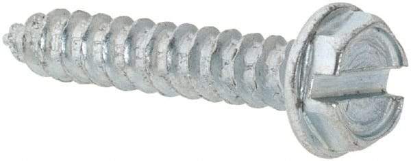 Value Collection - #4 Hex Washer Head Slotted Sheet Metal Screw - Steel, 5/8" Length Under Head, AISI 1016, ASME B18.6.3, ASME B18.6.4 & SAE J933, Grade 1016-1024 - Exact Industrial Supply