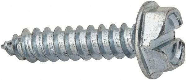 Value Collection - #10 Hex Washer Head Slotted Sheet Metal Screw - Steel, 7/8" Length Under Head, AISI 1016, ASME B18.6.3, ASME B18.6.4 & SAE J933, Grade 1016-1024 - Exact Industrial Supply