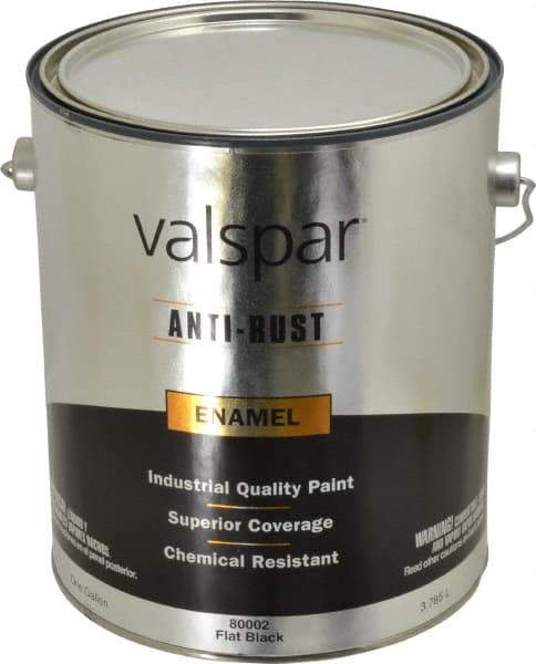 Valspar - 1 Gal Black Flat Finish Enamel Paint - Interior/Exterior, 400 gL VOC Compliance - Exact Industrial Supply