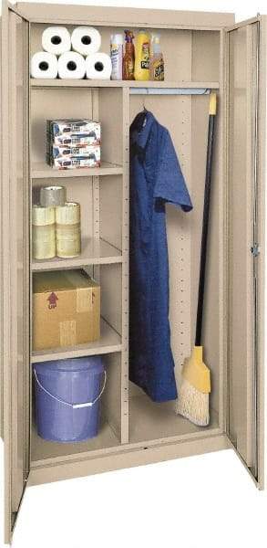 Sandusky Lee - 5 Shelf Combination Storage Cabinet - Steel, 36" Wide x 24" Deep x 72" High, Putty - Exact Industrial Supply