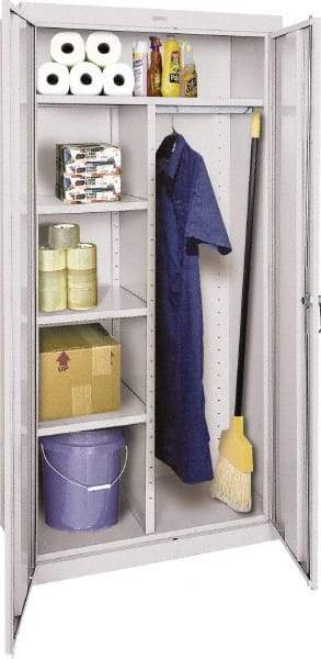 Sandusky Lee - 5 Shelf Combination Storage Cabinet - Steel, 36" Wide x 18" Deep x 72" High, Gray - Exact Industrial Supply