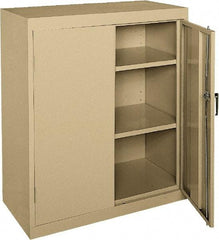 Sandusky Lee - 3 Shelf Locking Storage Cabinet - Steel, 36" Wide x 18" Deep x 42" High, Tan - Exact Industrial Supply