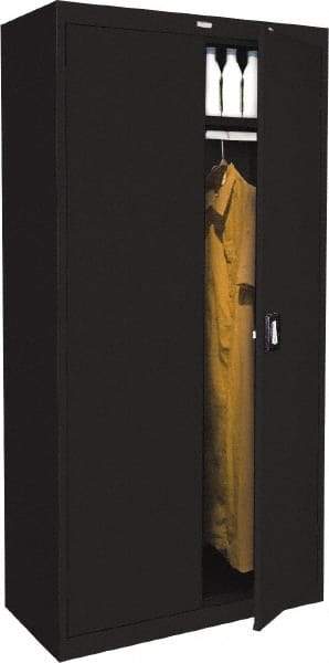 Sandusky Atlantic - 2 Shelf Combination Storage Cabinet - Steel, 36" Wide x 24" Deep x 78" High, Black - Exact Industrial Supply