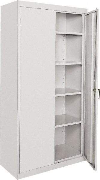 Sandusky Lee - 5 Shelf Locking Storage Cabinet - Steel, 36" Wide x 18" Deep x 72" High, Gray - Exact Industrial Supply