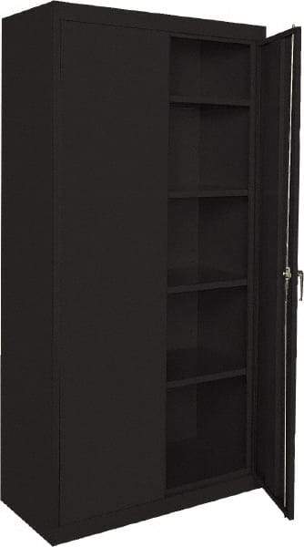 Sandusky Lee - 5 Shelf Locking Storage Cabinet - Steel, 36" Wide x 18" Deep x 72" High, Black - Exact Industrial Supply